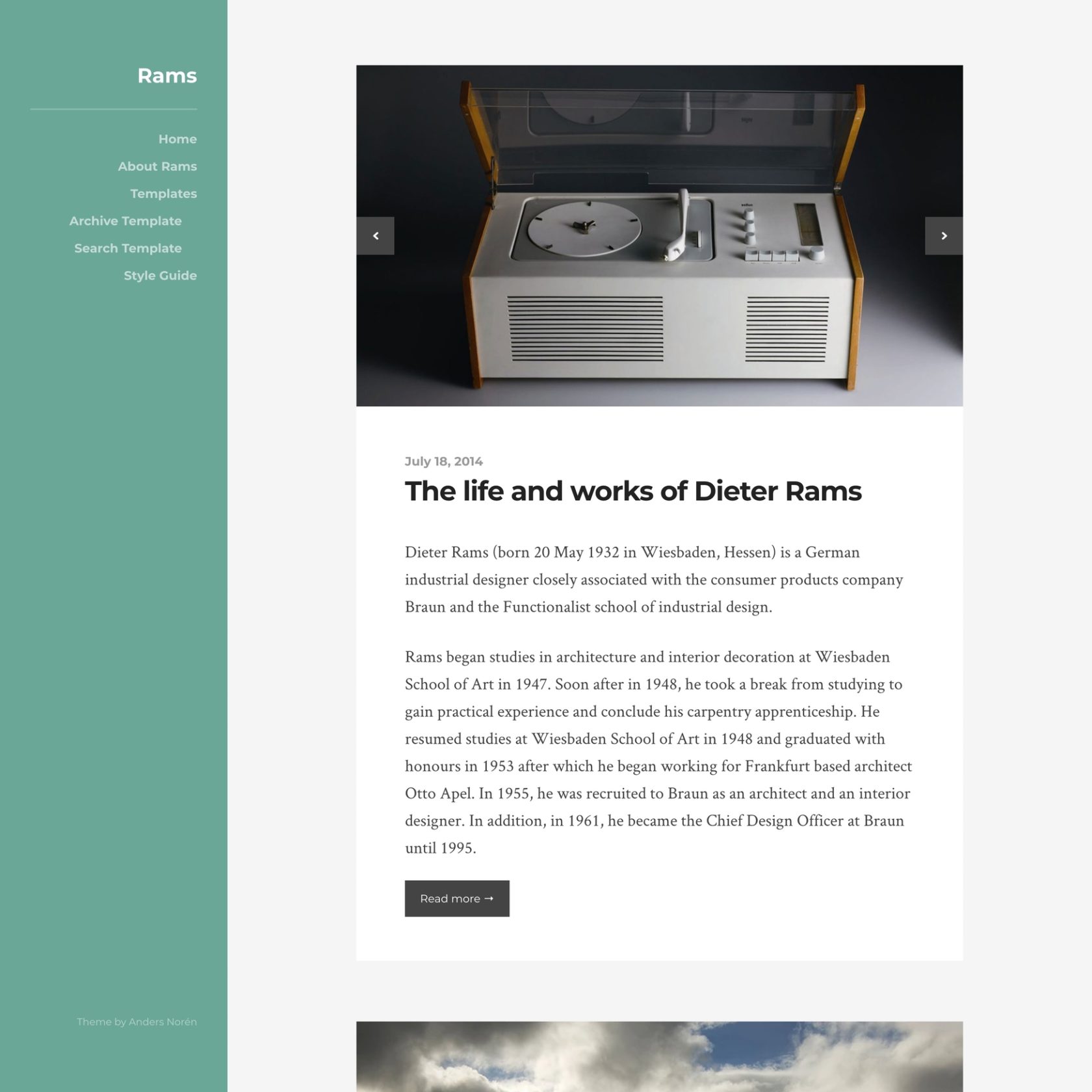 The free Rams WordPress theme.