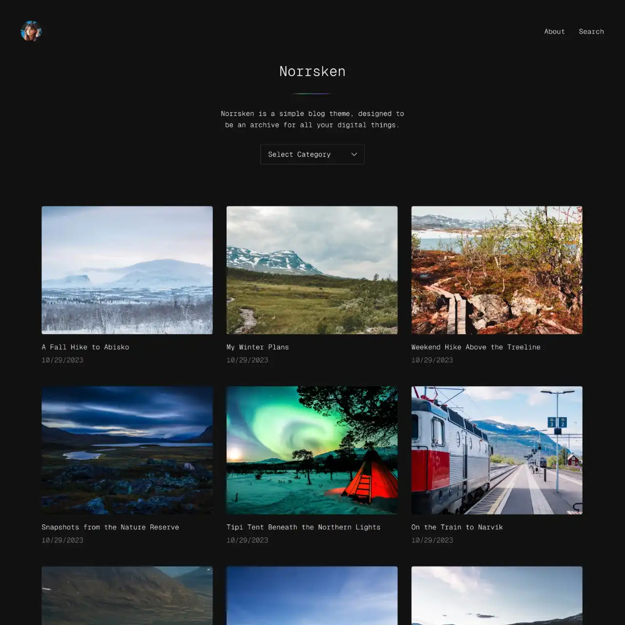 The free Norrsken WordPress theme.
