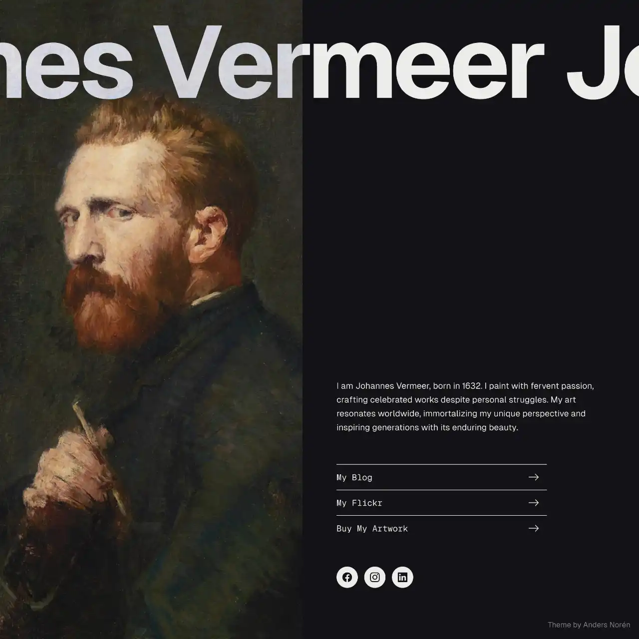 The free Vermeer WordPress theme.